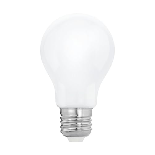 Eglo E27 Bombilla LED día y noche, foco clásico con sensor, 4,5 vatios (equivalente a 40 vatios), 470 lúmenes, luminaria blanco cálido, 3000k, reflector blanco ópalo, A60, Ø 6 cm
