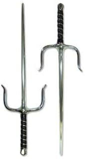Ace Martial Arts Supply Pair of New Sais Octagon Martial Arts Ninja Sai Weapon, 19-Inch, Silver