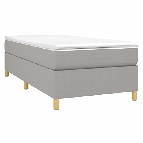vidaXL Boxspringbettgestell, Polsterbett Bett für Schlafzimmer, Bettrahmen mit Lattenrost, Schlafzimmerbett Einzelbett, Hellgrau 100x200cm Stoff