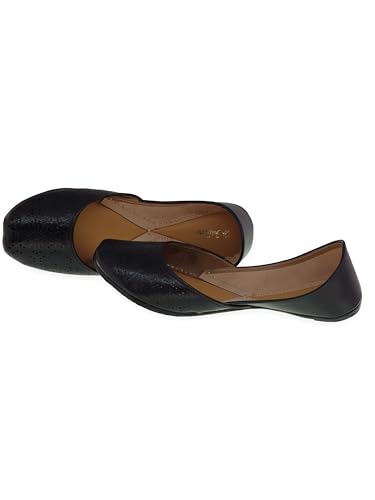 Image of Fulkari Women Cutwork Casual Genuine Soft Leather Jutis | Bite and Pinch Free Juttis | Punjabi Jutti | Girl's Office Flat Ladies Mojari | dailywear Ethnic Juti |