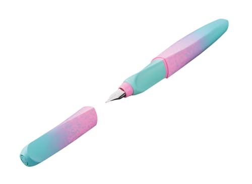 Pelikan Twist Color Edition Füllhalter, Edelstahl-Feder in Strichbreite M inkl. Tintenpatrone, mint/rose