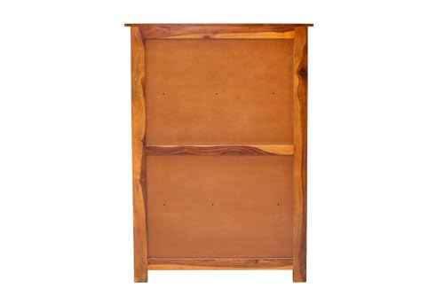 Image of DADDYFURNITURE? Solid Sheesham Wood Kitchen Cabinet Display Rack with 3 Shelf for Living Room | Solid Wood Bookcase for Home Furniture. (Honey Teak)