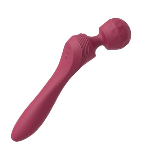 Vibrator Wand Massager, Heated Dildo, Dual-Ended, Waterproof with 24 Adjustable Settings,for G-Spot and Anal,Women and Men, Extra-Large 11 inch Adult Toy Both End Vibrations with Unique Head (Red)