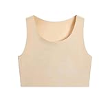 Kreeqe Brustbinder Trans Transgender FTM Tomboy Brustbinde-BHs halbes Tanktop Seitenhaken Nahtlose Unterwäsche, Skintone, XX-Large