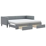 vidaXL Sofá Cama Nido con Cajones, Tela Gris Claro 80x200 cm