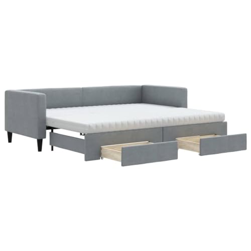 Vidaxl Sofá Cama Nido Con Cajones, Diván Tapizado Extensible, Cama Extraíble De Invitados, Mueble Para Salón Dormitorio, Tela Gris Claro 80x200 Cm Vidaxl Sofá Cama Nido Con Cajones, Diván Tapizado Extensible, Cama Extraíble De Invitados, Mueble Para Salón Dormitorio, Tela Gris Claro 80x200 Cm