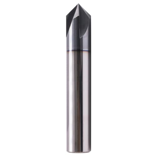 Image of 4 Flute 90 Solid Carbide Chamfer End Mill(1Pc, 1 /2 inch), AlTiN Coated | 90 Chamfer Angle, 1 /2 inch Shank 3 inch OAL, Single End, V Groove Router Bit, for Milling Alloy Steel, Carbon Steel, Cast Iron