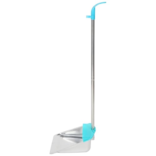 FRCOLOR Recogedor Metálico de Acero Inoxidable con Mango Resistente para Limpieza Doméstica y Oficina Soporte Vertical para Barrer Eficazmente Interiores y Espacios Laborales