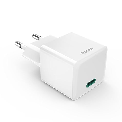 Hama Netzladegerät USB-C 30 W (USB-C-Netzadapter, Schnellladung, PD/Qualcomm/GaN, Mini-Ladegerät für Laptop Tablet Smartphone PowerBank, iPhone, iPad Pro MacBook Air Samsung Galaxy) weiß