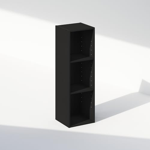 Image of Furinno Reed 3-Tier Closet Organizers and Storage, Closet Organizer, Open Shelf Closet Storage, for Wardrobe, Bedroom, Living Room, 10-Inch Width, Blackwood