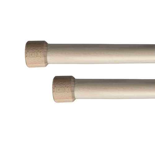 Kit barre à rideaux bois brut Ø 28 mm - 1,80 m avec 2 supports + 2 embouts bouchon - kit complet pour fixation murale