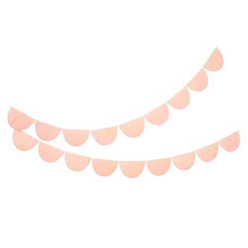 Image of Meri Meri Peach Scallop Pennant Banner (Pack of 2), 13' Party Banner Including Excess Cord, Garland Birthday Party Decorations