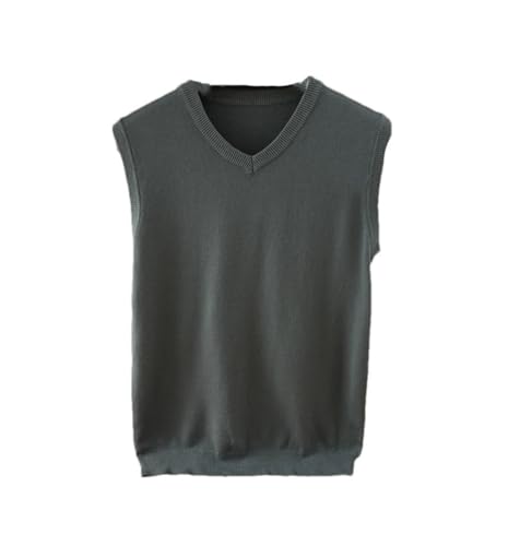 Men's Knitting V-Collar Loose Solid Color Sweaters Vest Soft Warm Sleeveless Sweater Loose Fit Sleeveless Pullover