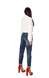Nina Carter Q1806 damskie spodnie dżinsowe Boyfriend High Waist Used-Look Jeans, efekt sprania, Niebieski (Q1806-2), XS