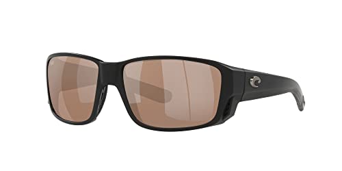 Image of Costa Man Sunglasses Matte Black Frame, Blue Mirror Lenses, 60MM