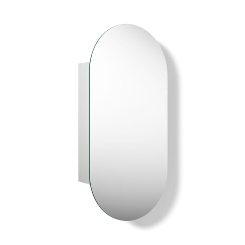 Kohler 35573-NFC-NA Verdera® Medicine Cabinets for Bathroom, Capsule Design, Mirrored Interior, Adjustable Glass Shelves, Rustproof Anodized Aluminum, 15 in. W x 30 in. H
