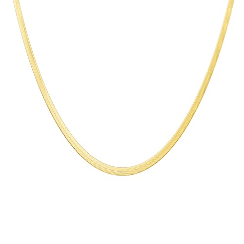 DEARMAY 14K Gold Plated Necklace for Women Dainty Gold Choker Herringbone Necklaces Simple Minimalist Thin Snake Chain Necklace Gold Jewelry Gifts