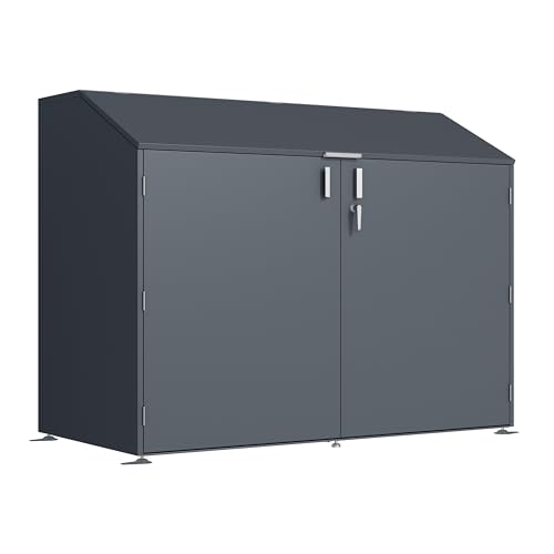 DEGAMO Fahrradgarage Fahhradbox Freiburg für bis zu 4 Fahrräder Metall anthrazit (RAL 7016) wetterfest 200x100x157cm abschließbar