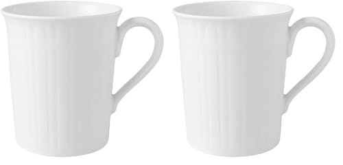 Villeroy & Boch Cellini Taza de café, 300 ml, Porcelana Premium, Blanco (Paquete de 2)
