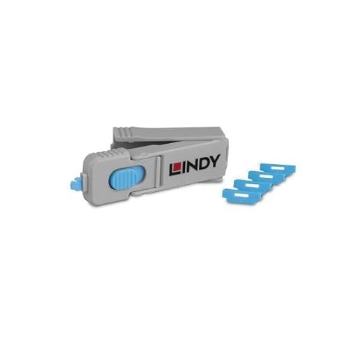 Lindy HDMI Port Blocker Key with 4 Blockers, Blue