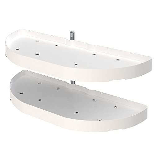 Rev-A-Shelf 6882-31-11-570 31-Inch Polymer Half Moon 2-Tier Lazy Susan Blind Corner Kitchen Cabinet Storage Organizer W/Pivot & Slide Hardware, White #TOP17