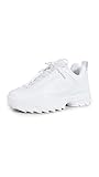 Fila Women's Disruptor Zero Sneakers, White/White/White, 6 Medium US