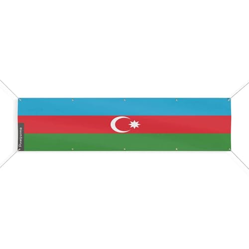 Drapeau Azerbaïdjan grand format de qualité supérieure 90x360cm avec oeillets renforcés