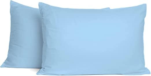SAHARBEDDINGS Toddler Travel Pillowcase 13x18 600 TC Set of 2 Toddler Baby Pillowcases Cover with Envelope 100% Egyptian Cotton (Toddler Travel 13x18 Envelope Closer,Light Blue) — image 1