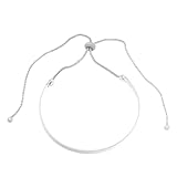 GIGB PBDK 14k Gold Lasso Bracelet for Women Fashion Adjustable Chunky Metal Slider Statement Bangles Minimalist Friendship Bracelet for Teen Girls Jewelry Gifts (Silver)