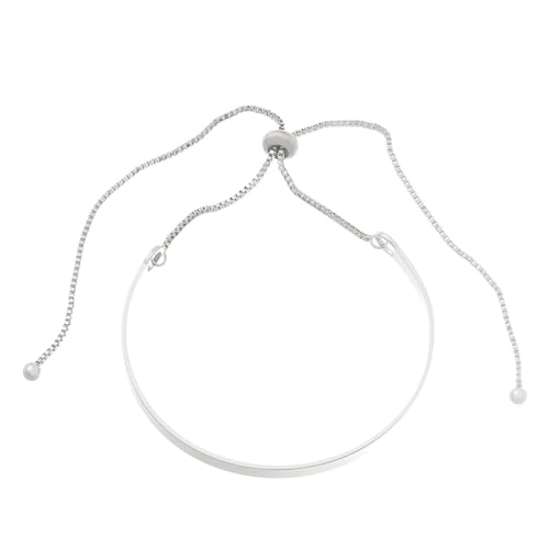 GIGB PBDK 14k Gold Lasso Bracelet for Women Fashion Adjustable Chunky Metal Slider Statement Bangles Minimalist Friendship Bracelet for Teen Girls Jewelry Gifts (Silver)