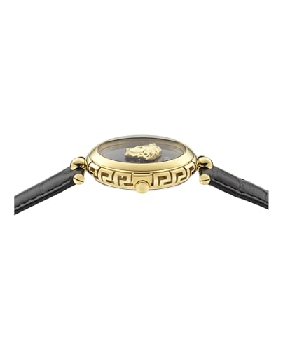 Versace Medusa Heritage Collection Luxury Womens Watch Timepieces with a Black Strap and Dial Featuring a Gold Case2