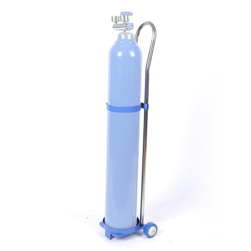 Oxygen Tank Holder Rolling Cart, Blue Single Gas Cylinder Stand for Factory Laboratory Hospitals Schools 10 15 20 L Cylinder Storage, Portable Nitrogen Bottles Rack(High 80cm(31 1/2