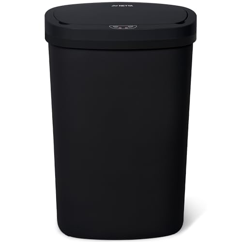 NETTA 50L Sensor Bin for Kitchen - Large Automatic Motion Sensor Waste Rubbish Bin - Touch Free Smart Bin with Infrared Lid & Non Skid Base - Electric Bin for Home Office Rubbish & Trash Can - Black