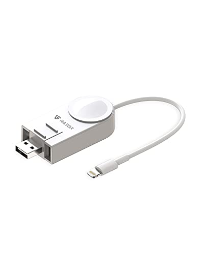 RAEGR Arc 450 Portable Wireless Charger Apple Watch Charger for Apple Watch Series 6/SE/5/4/3/2/1 with Apple Cable for AirPods & iPhones - White RG10133