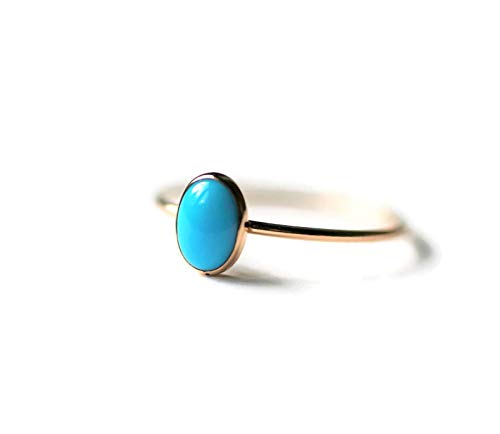 Salish Sea Inspirations Arizona Mined Turquoise 14K Gold Filled Skinny Ring Sizes 5-8 (Oval)
