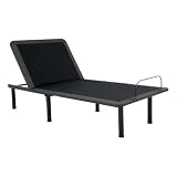 Pemberly Row Twin XL Adjustable Bed Frame, Black Steel, Voice Control with Wireless Charging, Foldable Design, 55° Head and 30° Foot Elevation, Adjustable Legs for Bedroom Comfort