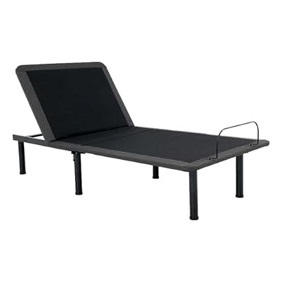 Pemberly Row Twin XL Adjustable Bed Frame, Black Steel, Voice Control with Wireless Charging, Foldable Design, 55° Head and 30° Foot Elevation, Adjustable Legs for Bedroom Comfort