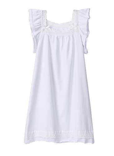 Little Girls Nightgown Cotton Nightdress Cute Cotton Pajamas Dresses Princess Sleepwear Kids White Long Sleeves