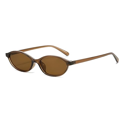 Image of Retro Cat Eye Oval UV Protection Chic Sunglasses for Women Stylish - Anti Glare UV400 Protected Designer Branded Goggles - Metal Hinges Unisex Glasses - Trendy Narrow Y2K Cateye Shades