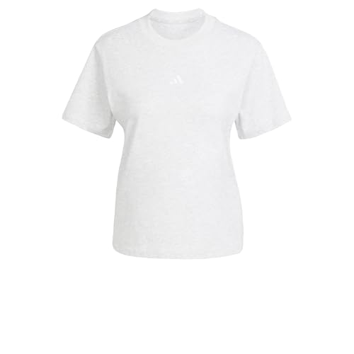 adidas Women's Essentials Small Logo Cotton T-Shirt, Light Grey Heather/White, S