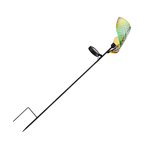 BESPORTBLE Solar Powered Wrought Iron Leaf Design Plug in Lamp for Outdoor Garden Decorative Landscape Light for Lawn and Pathway Single Solar Leaf Lamp