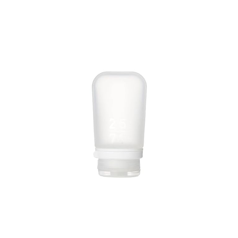 humangear gotoob+ (medium) | refillable silicone travel bottle | locking lid | food safe material | clear, medium (2.5 fl.oz.; 74ml)