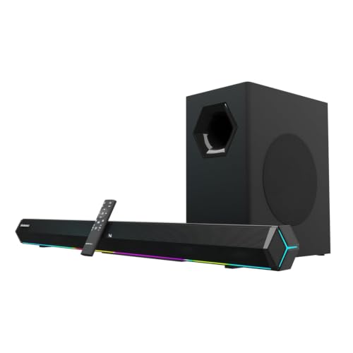 Image of ZEBRONICS Juke BAR 6100DWS PRO 340W with Multi Connectivity (BT 5.0 | HDMI (ARC) |Optical in | USB | AUX),Wireless Subwoofer,RGB LED Lights, Wall Mountable Sound Bar with Virtual 5.1 and LED Display