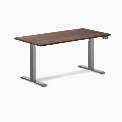 Image of Desky Dual Softwood Sit Stand Desk American Rustic Pine 48 inch White
