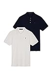 Pack de dos polos para hombre en azul marino y blanco de manga corta confeccionados en suave piqué de algodón.