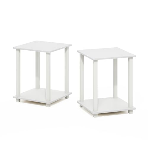 Image of Furinno Simplistic Set of 2 Toolless Living Room Table Set, White