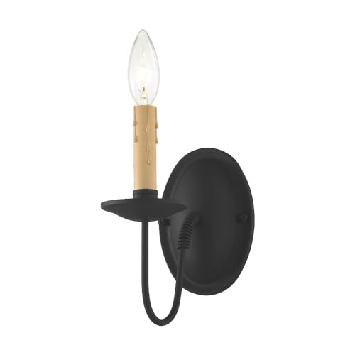 Image of Livex Lighting 4451-04 Heritage 1-Light Wall Sconce, Black