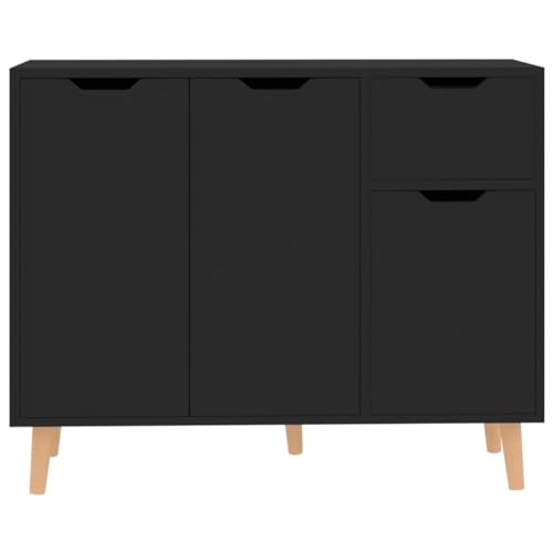 Cómoda de madera moderna negra de 90 cm con diseño funcional de salón 5
