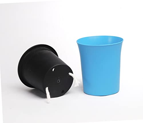 Image of Harshdeep Self Watering Pots and Planters - Oslo - Indoor Outdoor Home Office Tabletop Decoration 4 Inch Small Round Plastic Planter Set of 5 (Blue)