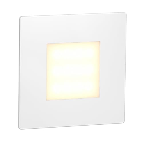ledscom.de LED Staircase Light/recessed Wall Light FEX for Indoors and Outdoors, Angular, 85 x 85mm, Warm White